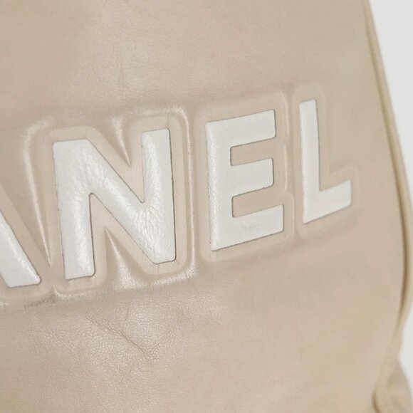CHANEL Tote Bag Lamb Skin Beige Gold CC Auth 118935V - Picture 13 of 16